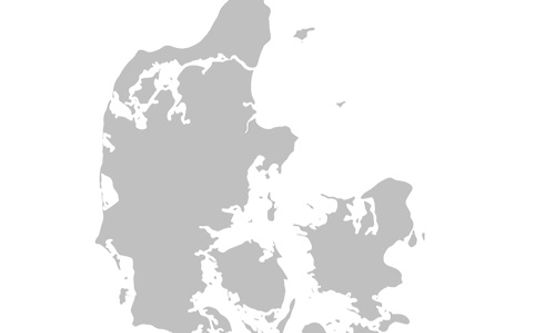 Kort over Danmark i grå farver